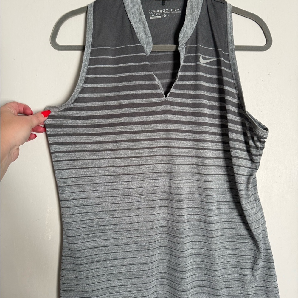 Nike Gray Striped Sleeveless Golf Tank